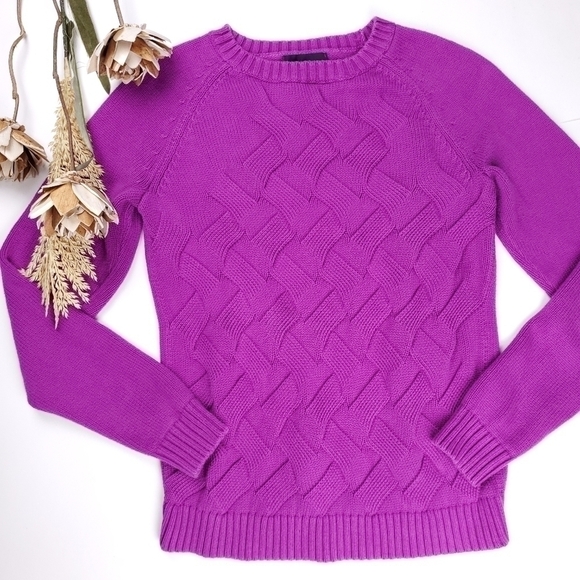 Lands End Purple Thick Knit Sweater Sz S ( 6 - 8 ) - Picture 2 of 13